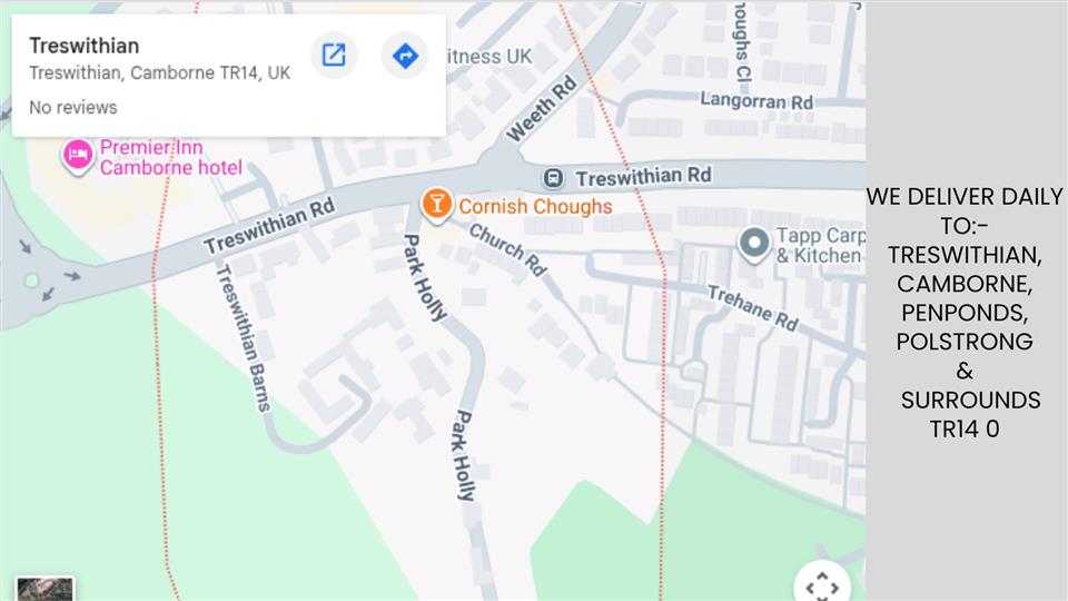 Treswithian, Camborne Map of our delivery area Flowertime Florist